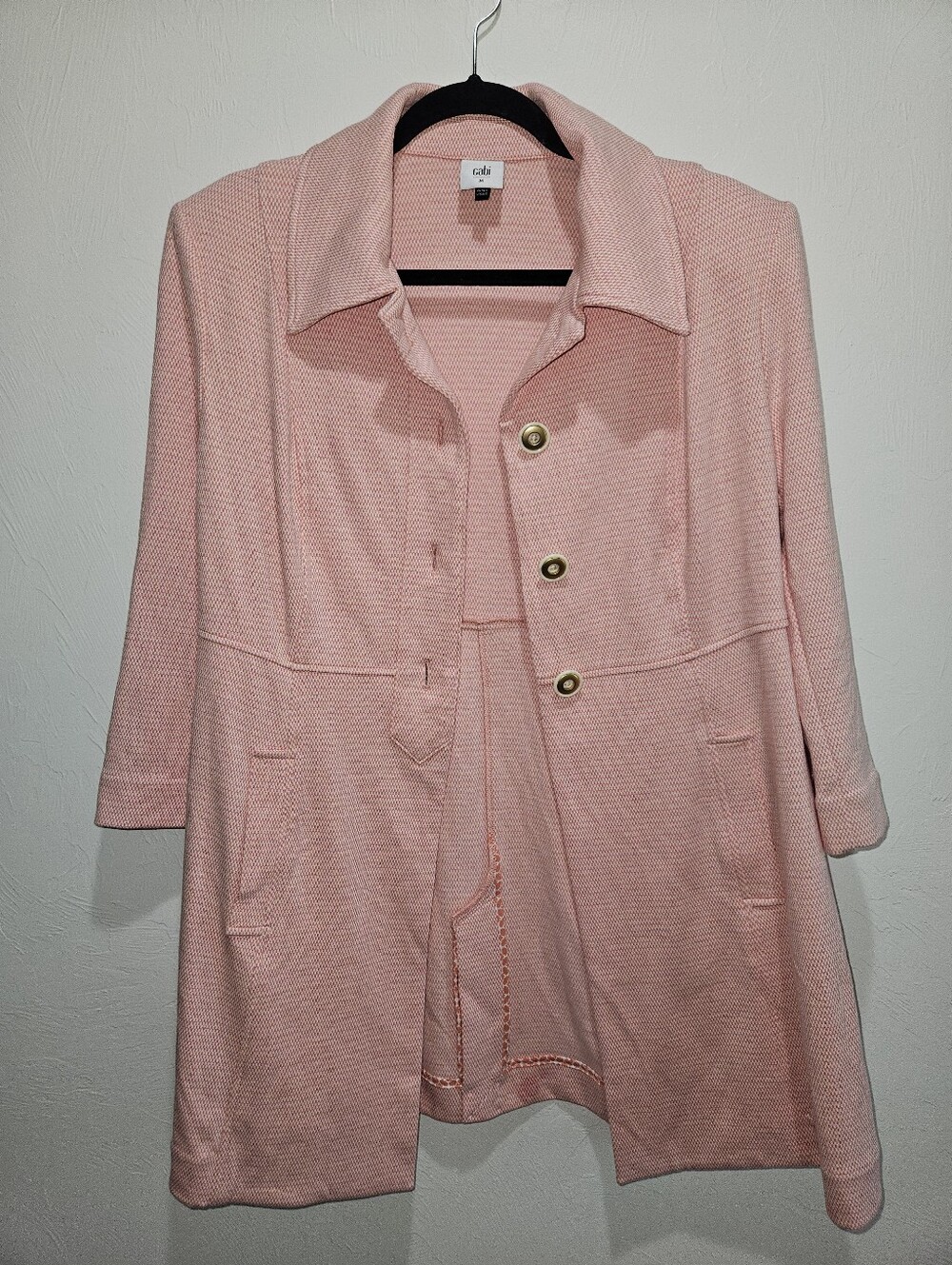 Cabi Take Peacoat 5 Topper Peachy Pink Textured Knit Gold Toned buttons - Picture 5 of 13